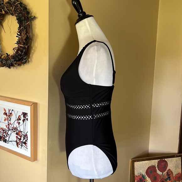 SWIMSUITS FOR ALL Size 10 Vneck Swimsuit Embroidered "Peek-A-Boo" Trim $98 NEW - Picture 16 of 16